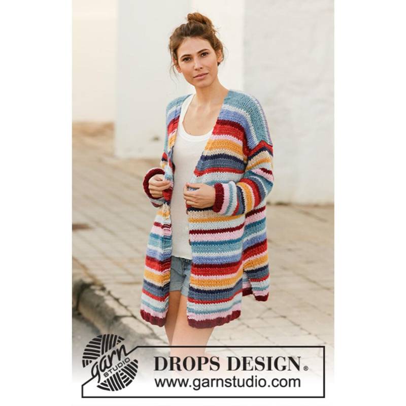 Handgestrickte Regenbogen Strickjacke - Oversized Cardigan Handgemachte Grobstrick Leichte Streifen-Strickjacke von FlorenceKnitwear