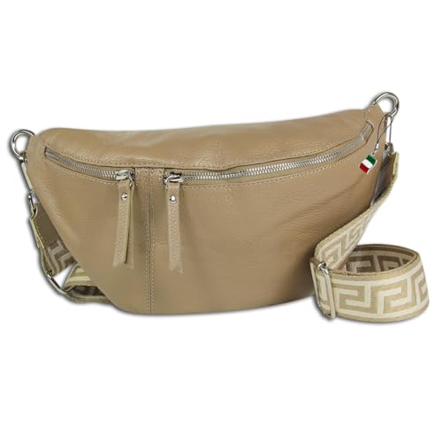 Florence Echtleder Gürteltasche Damen extra groß Taupe Bauchtasche Jugend OTF821N Leder Gürteltasche von FlorenceLeather