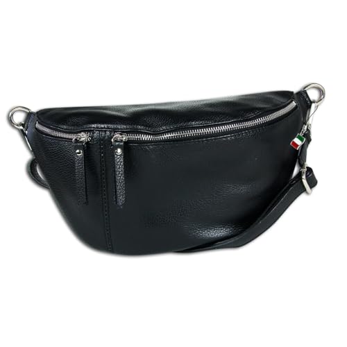 Florence Echtleder Gürteltasche extra groß Damen schwarz Bauchtasche Jugend OTF820S Leder Gürteltasche von FlorenceLeather