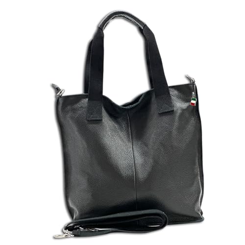 Florence Echtleder Umhängetasche Damen schwarz Shopper Schultertasche OTF161S Leder Schultertasche von FlorenceLeather