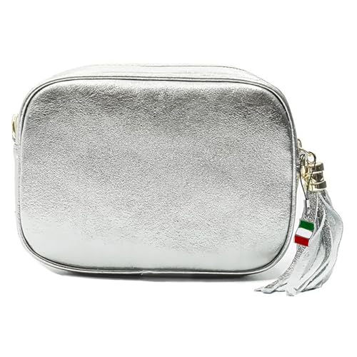 Florence Umhängetasche Damen Tasche Echtleder silber metallic OTF811J Leder Umhängetasche von FlorenceLeather