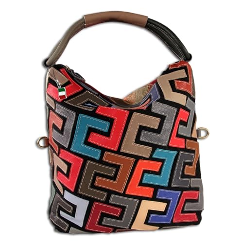 Florence ital. Shopper Echtleder Damen Schultertasche Patchwork farbig OTM101F Leder Schultertasche von FlorenceLeather