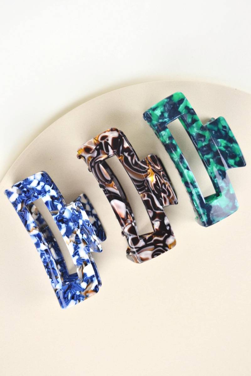 Mamor Haarklammern, Haarkralle, Haarspange in Beige, Hellblau, Perlmutt, Grün, Bunt - Leo Print Perfekt Für Mittlellanges Haar von Florentiinees