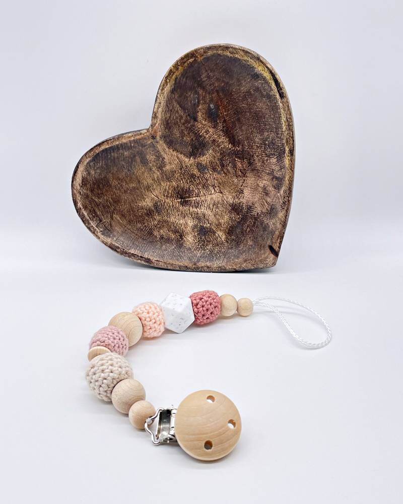 Nuckelkette Diddikette Schnullerkette Baby Rosé/Pfirsich von FlorentinasPahihi