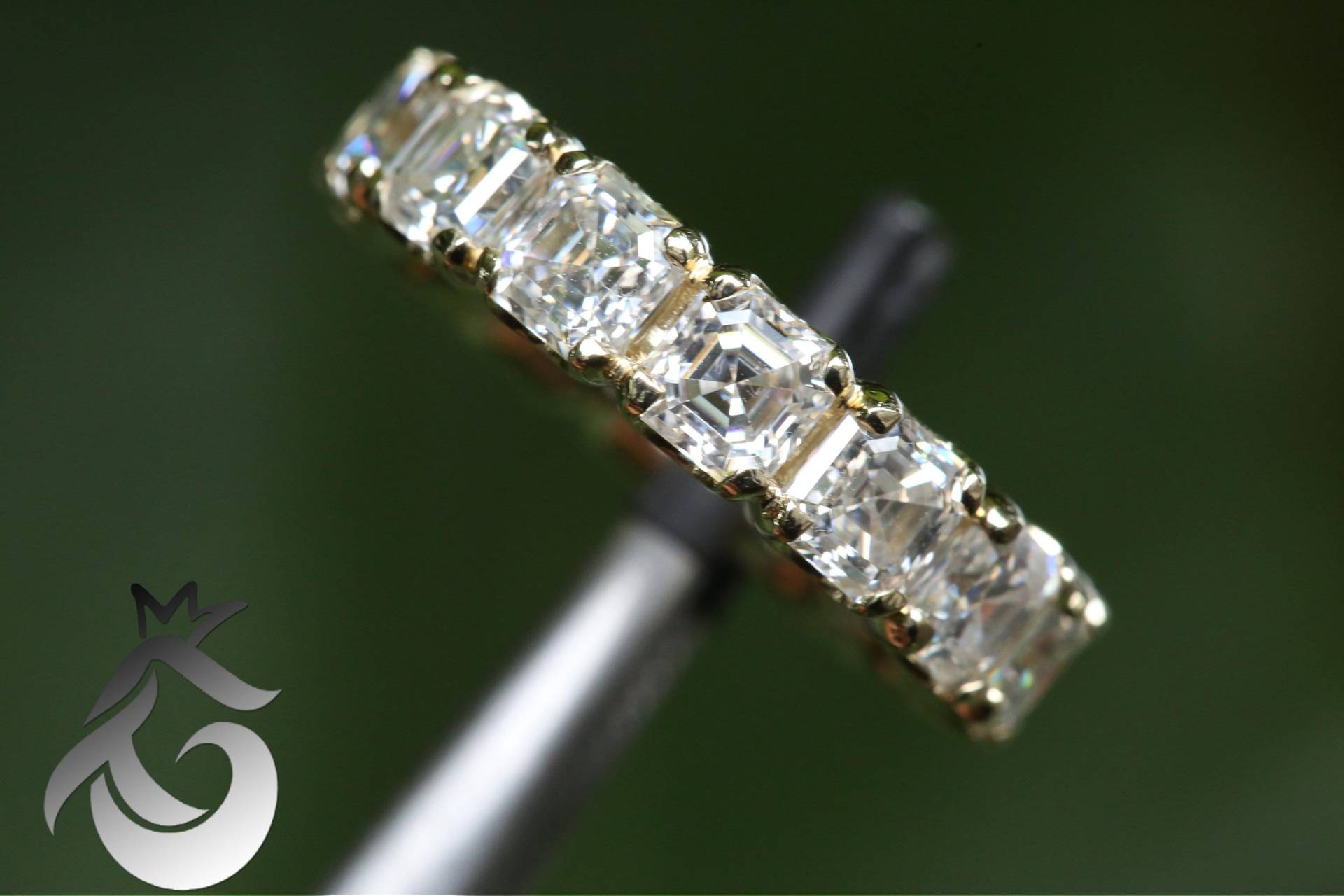 Asscher Moissanite Ehering, 4 Mm Zertifizierte Voll Eternity Band, 14/18K Weißgold Farblos Anpassen Diamant Band von FlorentineGem