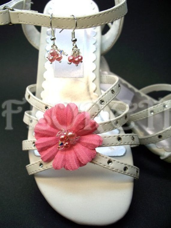 Mini Rosa Ohrringe Für Mädchen-Perlen-Swarovski-Kristallen-sterling-Silber Mini Rosa Ohrringe Für Mädchen-Perlen-Swarovski-Kristallen-sterling-Silber von Floreti