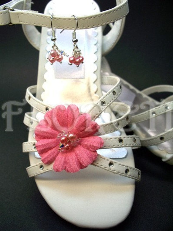 Mini Rosa Ohrringe Für Mädchen-Perlen-Swarovski-Kristallen-sterling-Silber Mini Rosa Ohrringe Für Mädchen-Perlen-Swarovski-Kristallen-sterling-Silber von Floreti