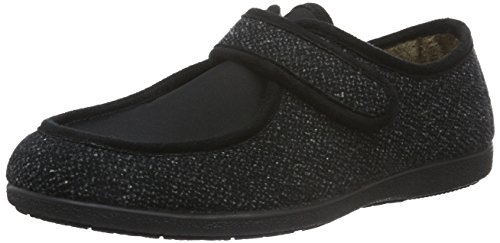 Florett Ricardo 02624 Herren Hausschuh, Pantolette, Pantoffel, Slip-On, Slipper, Klettslipper, Klettverschluss, Bequeme Weite im Vorfuß, Stretcheinsatz, Keine Hinterkappe schwarz (schwarz), EU 43 von Florett