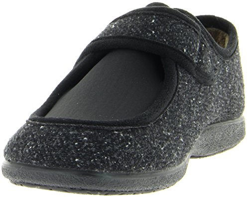Florett Ricardo 02624 Herren Hausschuh, Pantolette, Pantoffel, Slip-On, Slipper, Klettslipper, Klettverschluss, Bequeme Weite im Vorfuß, Stretcheinsatz, Keine Hinterkappe schwarz (schwarz), EU 42 von Florett