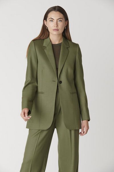Floria Collective Damenblazer Janne in Olivgrün – Sakko aus Merinowolle – Taillierter Oversized-Look von Floria Collective