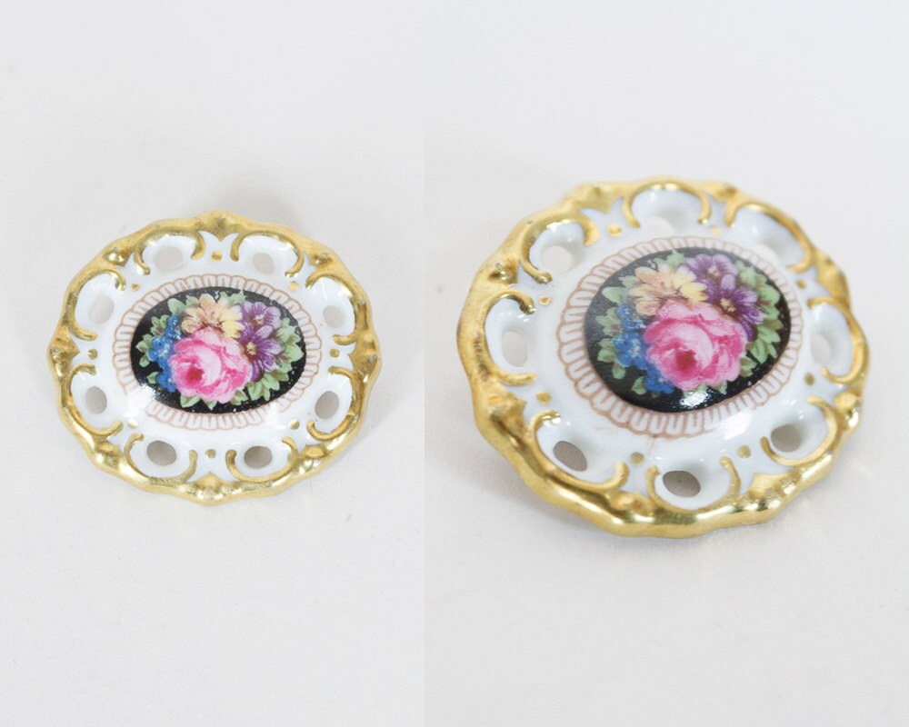 Vintage 30Er Jahre Brosche/1930Er Antik Porzellan Keramik Schumann Blumen Anstecknadel von FloriaVintage