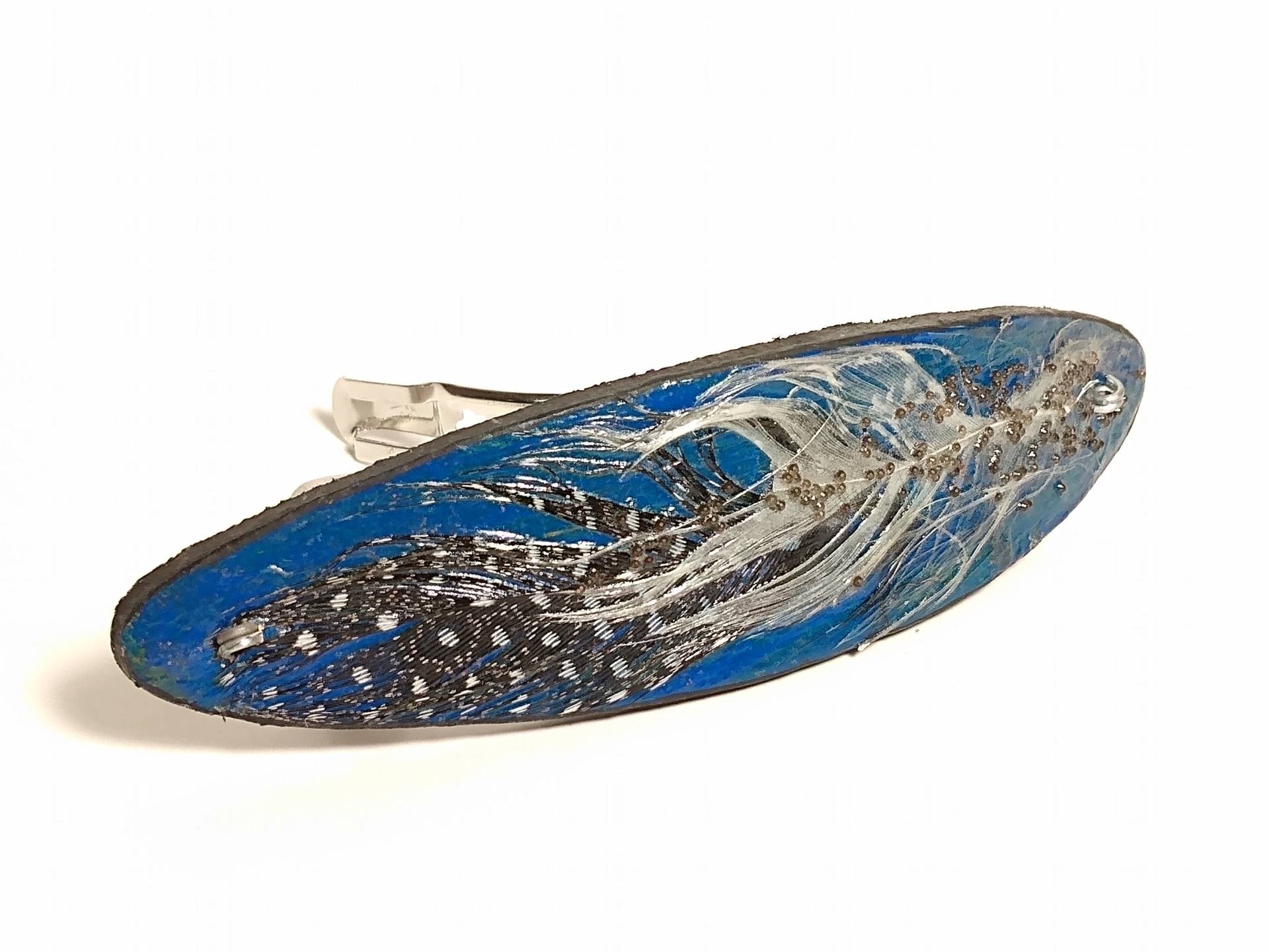 Ovale Barrette Mit Perlhuhn Federn Ovale Barrette Mit Perlhuhn Federn von FloricaJewelryMasks