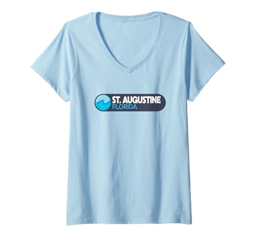 Damen Augustinus-Logo-Emblem – St. Augustinus Florida T-Shirt mit V-Ausschnitt von Florida Adventure Gear
