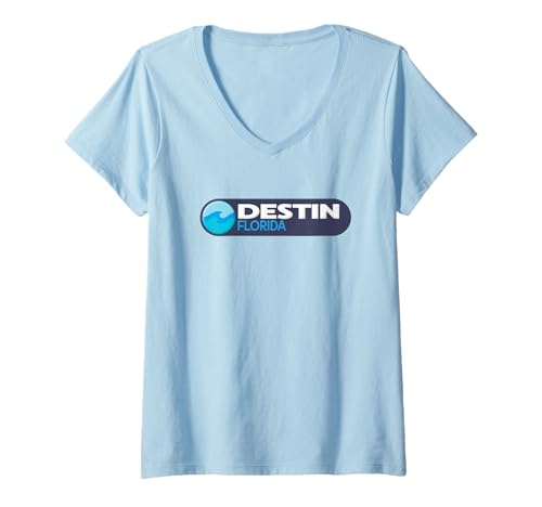 Damen Destin Logo-Emblem - Destin Florida T-Shirt mit V-Ausschnitt von Florida Adventure Gear