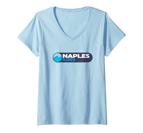 Damen Neapel-Logo-Emblem – Naples Florida T-Shirt mit V-Ausschnitt von Florida Adventure Gear