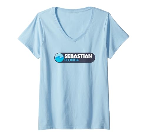 Damen Sebastian-Logo-Emblem - Sebastian Florida T-Shirt mit V-Ausschnitt von Florida Adventure Gear