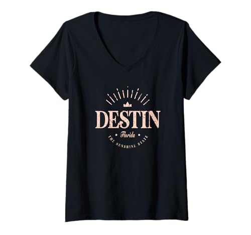 Damen Destin Florida | Destin FL Modern T-Shirt mit V-Ausschnitt von Florida Contemporary Designs