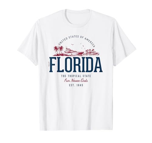 Florida Souvenirs von Treaja Retro-Stil Damen T-Shirt Weiß Crew-Ausschnitt Kurzarm Small Florida Souvenirs von Treaja Retro-Stil Damen T-Shirt Weiß Crew-Ausschnitt Kurzarm Small von Florida Souvenirs von Treaja