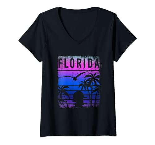 Damen Florida T-Shirt mit V-Ausschnitt Damen Florida T-Shirt mit V-Ausschnitt von Florida USA Geschenk