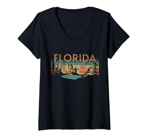 Damen Florida T-Shirt mit V-Ausschnitt Damen Florida T-Shirt mit V-Ausschnitt von Florida USA Outdoor Vintage
