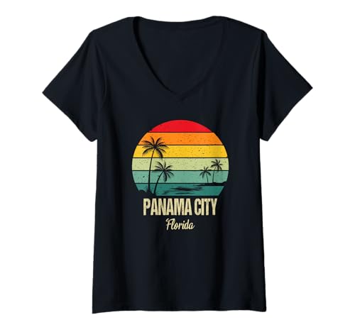 Damen Panama City Strand Florida Urlaub Mädelsurlaub Partyurlaub T-Shirt mit V-Ausschnitt von Florida Urlaub Gruppenoutfits Partyurlaub