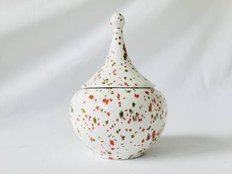 Spatterware Wassertropfen Trinket Schale Schmuckdose Mid Century Schatzkiste Urlaub Bonbon Besteck Unikat Aufbewahrungsbox von FloridaLuckyGirl