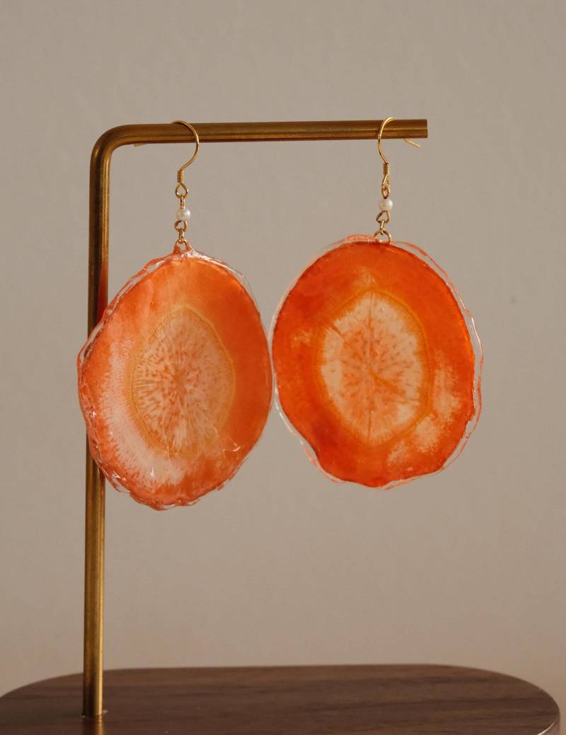 Real Carrot Slice Earrings | Boho Orange Gift For Girlfriend Real Carrot Slice Earrings | Boho Orange Gift For Girlfriend von FlorifyCreations