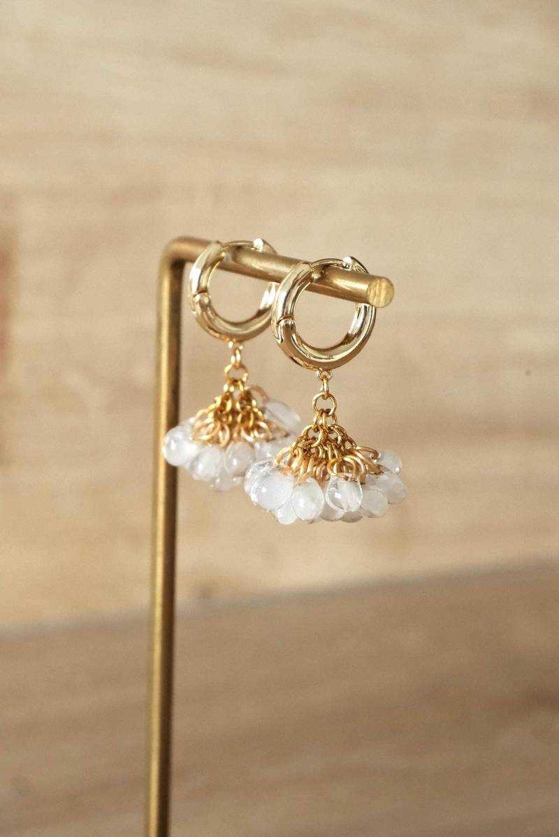 Real Rice Earrings - Handmade Resin Drop With 14K Gold-Plated Hoops | Unique Gift For Her Summer Wedding Jewelry von FlorifyCreations