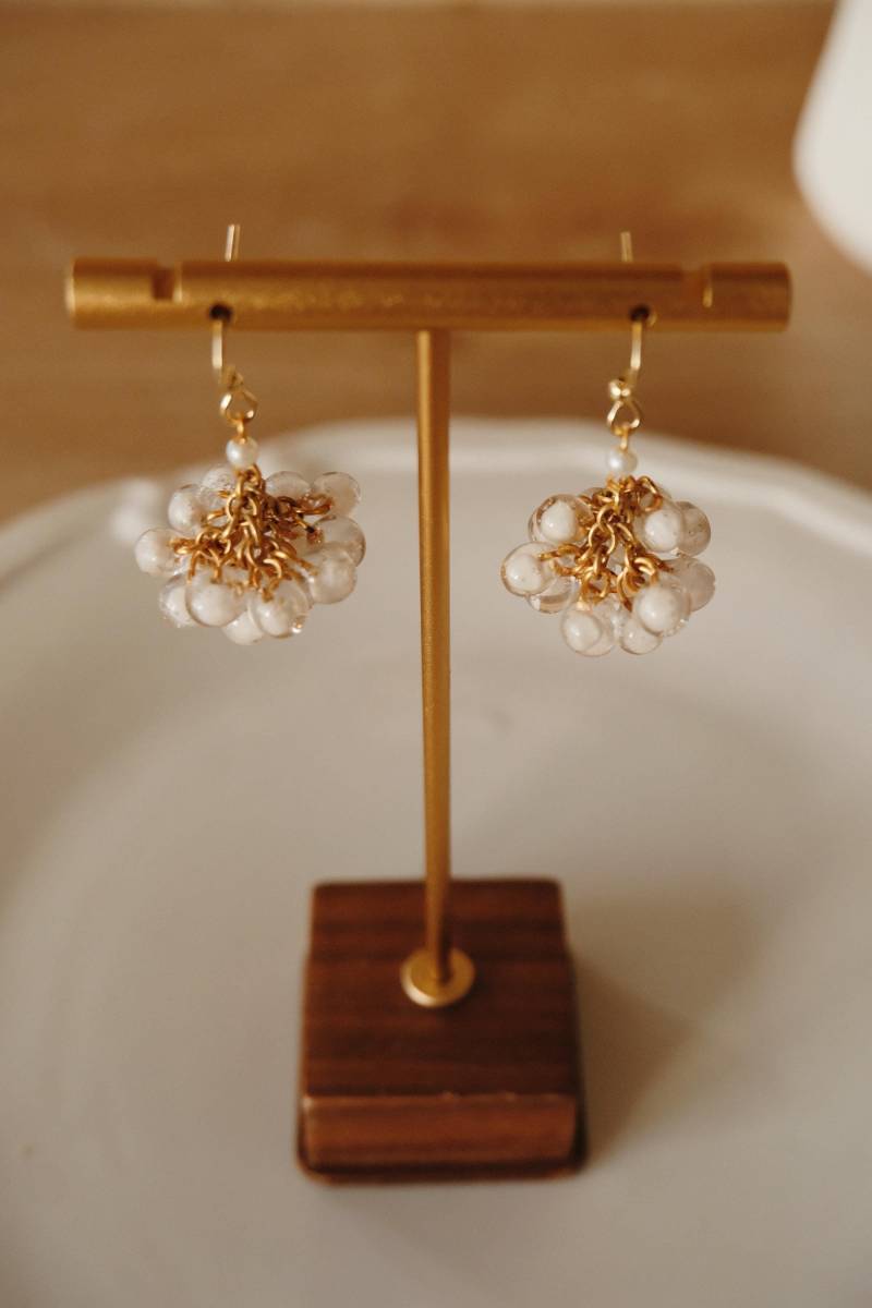 Real Tapioca Pearl Earrings - Resin Dangle Handmade With Authentic Sago Pearls | Unique Food Jewelry By Florifycreations von FlorifyCreations