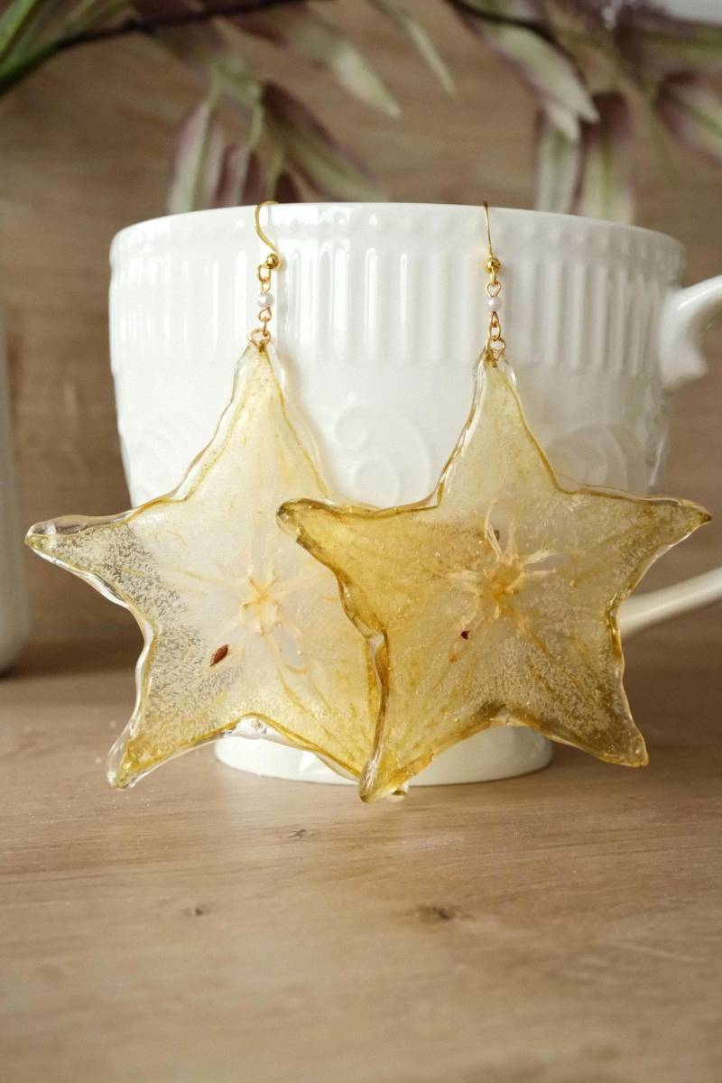 Starfruit Earrings,real Carambola Slice Jewelry,resin Preserved Natural Fruit Earrings,handmade Statement Earrings Florifycreations Starfruit Earrings,real Carambola Slice Jewelry,resin Preserved Natural Fruit Earrings,handmade Statement Earrings Florifycreations von FlorifyCreations