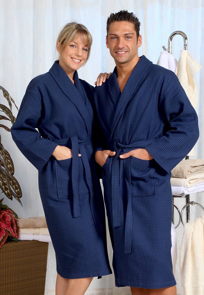 Wafel pique badjas marineblauw - 6XL von Floringo