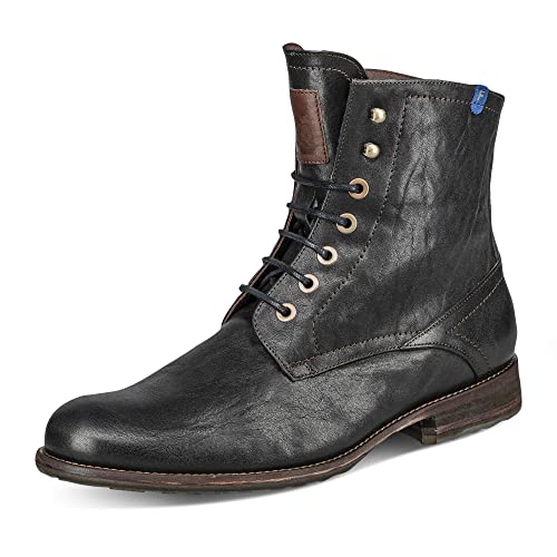 Floris van Bommel Herren Winterstiefel Schuhe Ferri Schnürstiefelette Glattleder Elegant Freizeit Uni Ferri Schnürstiefelette Leder Lammfell Warmfutter Gefüttert Schwarz von Floris van Bommel