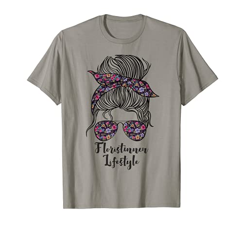 Floristin Lifestyle Messy Hair Bun Dutt Damen Floristin T-Shirt von Floristinnen Lifestyle Bandana Zerzauster Dutt
