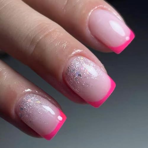 Drücken Sie Auf Nägel Kleber Kurzem Quadratisch Gefälscht Für Frauen Acryl Falsche Natürliche Volle Abdeckungen Gefälschte Glitzer Kleber Nagel von Florisync