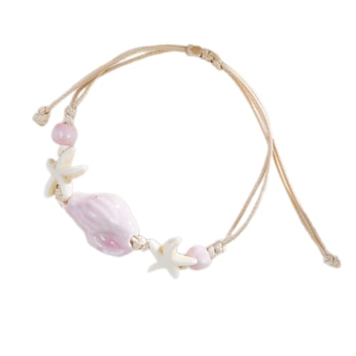 Florisync Handgefertigte Strandstile Handchain Star Fish Conch Armband Mit Keramikperlen Und Gewebten Schnur Beach Urlaubsbehörden Geflochten von Florisync