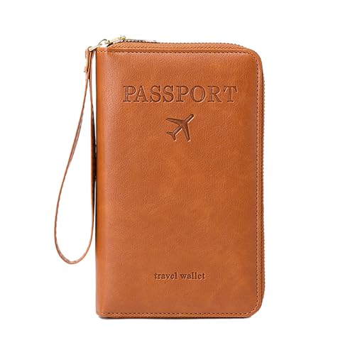 Florisync Pässe Hülle PU Leder Reise Brieftasche Hülle Halterabdeckungen Für Visitenkarten Karten Boarding Passes Pas Cover PU Leder Passport Cover Wallet Reißverschluss Reisekarte von Florisync