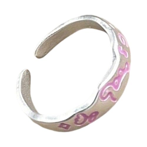 Florisync Schöne Cartoon Dinosaurier Graffiti Ringe Verstellbare Größe Mit Farbenfrohen Stardekorationen Für Mädchen Mode Schmuck Verstellbare Ringe von Florisync