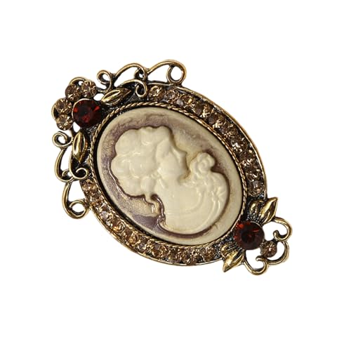 Komplizierter Filigran Cameo Pin Antique Gold Tone Brosche Party Prom Brosche Für Formelle Veranstaltung Und Besondere Anlässe Elegante Lady Maiden Pin Set von Florisync