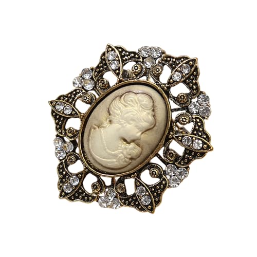 Komplizierter Filigran Cameo Pin Antique Gold Tone Brosche Party Prom Brosche Für Formelle Veranstaltung Und Besondere Anlässe Elegante Lady Maiden Pin Set von Florisync