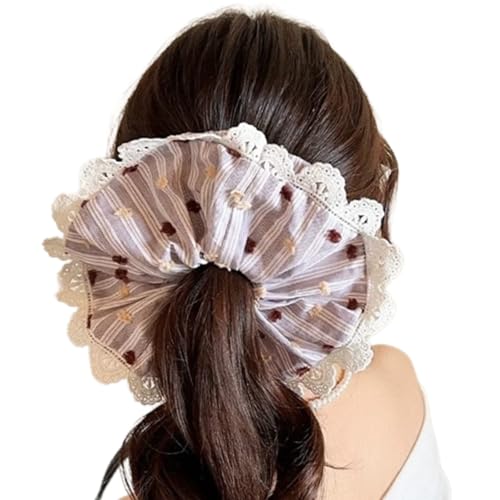 Lacy Haargummi, elastische Haargummis, mehrschichtig, französische Haarringe für elegante Hochsteckfrisuren, geeignet für langes Haar, Spitzen-Haargummi von Florisync