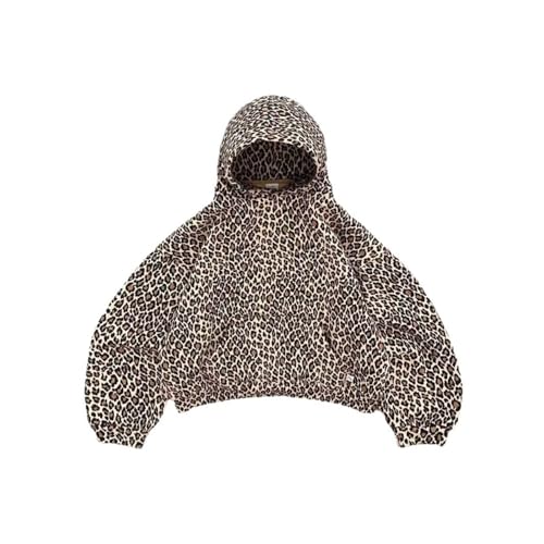Florizeal Y2K Retro Leopard Print Hooded Sweatshirt Harajuku Style Hipster Kette Pullover Sweatshirt- Hoodies für Frauen von Florizeal