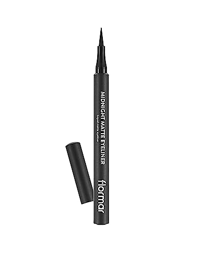 Flormar Midnight Matte Eyeliner Waterproof - Flüssiger Wasserfester Eyeliner mit extra mattem Finish – Flexible Filzspitze für präzise Linien – Hochpigmentiert & langanhaltend, 1 Black von Flormar