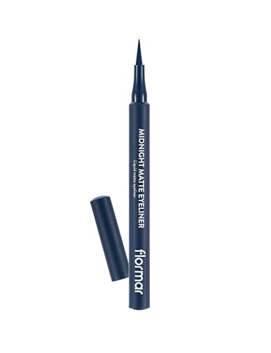 Flormar Midnight Matte Eyeliner Waterproof - Flüssiger Wasserfester Eyeliner mit extra mattem Finish – Flexible Filzspitze für präzise Linien – Hochpigmentiert & langanhaltend, 3 Dark Blue von Flormar