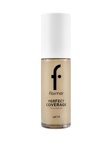 Flormar Perfect Coverage Foundation - Flüssige Foundation mit hoher Deckkraft & SPF15 – Langanhaltendes, feuchtigkeitsspendendes Make-up für trockene & reife Haut – 102 Sft Beige Np von Flormar