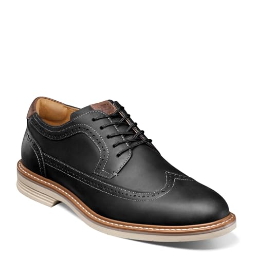 Florsheim Herren Norwalk Wingtip Oxford, Schwarz (Black Crazy Horse), 40.5 EU von Florsheim