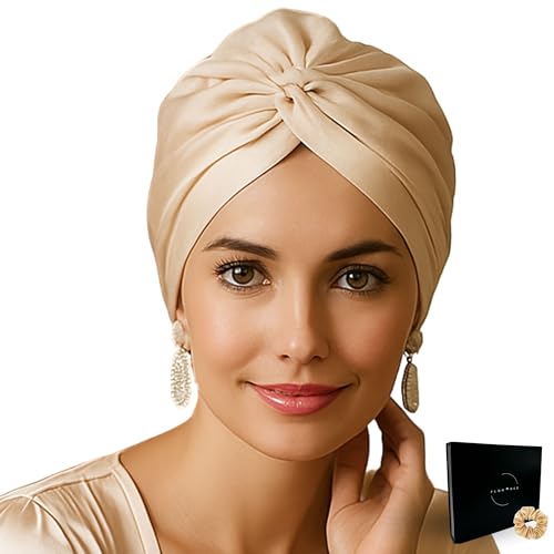 Flortree Seidenhaube zum Schlafen für gesunde Haare über Nacht | Erhält Lockenform, verhindert Frizz & Haarbruch | Für Damen mit Allen Haartypen (Champagner) von Flortree