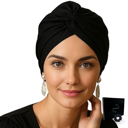 Flortree Seidenhaube zum Schlafen für gesunde Haare über Nacht | Erhält Lockenform, verhindert Frizz & Haarbruch | Für Damen mit allen Haartypen (Schwarz) von Flortree