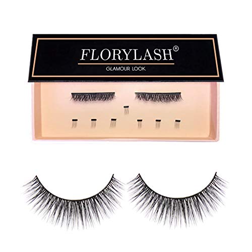 FLORYLASH® | Glamour Look - Magnetische Wimpern 3 Magnete Natürlich Magnetic Fake Lashes ohne Eyeliner 3D Volumen Set Wiederverwendbar (Größe S, 25 mm breit) von Florylash