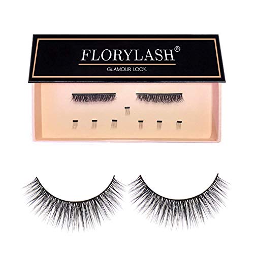 FLORYLASH® | Glamour Look - Magnetische Wimpern 3 Magnete Natürlich Magnetic Fake Lashes ohne Eyeliner 3D Volumen Set Wiederverwendbar (Größe M, 28 mm breit) von Florylash