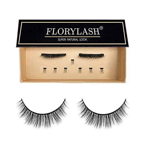 FLORYLASH® | Super Natural Look - Magnetische Wimpern 3 Magnete Natürlich Magnetic Fake Lashes ohne Eyeliner 3D Volumen Set Wiederverwendbar (Größe M, 28 mm breit) von Florylash